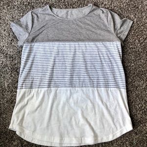 Light grey color block short sleeve shirt